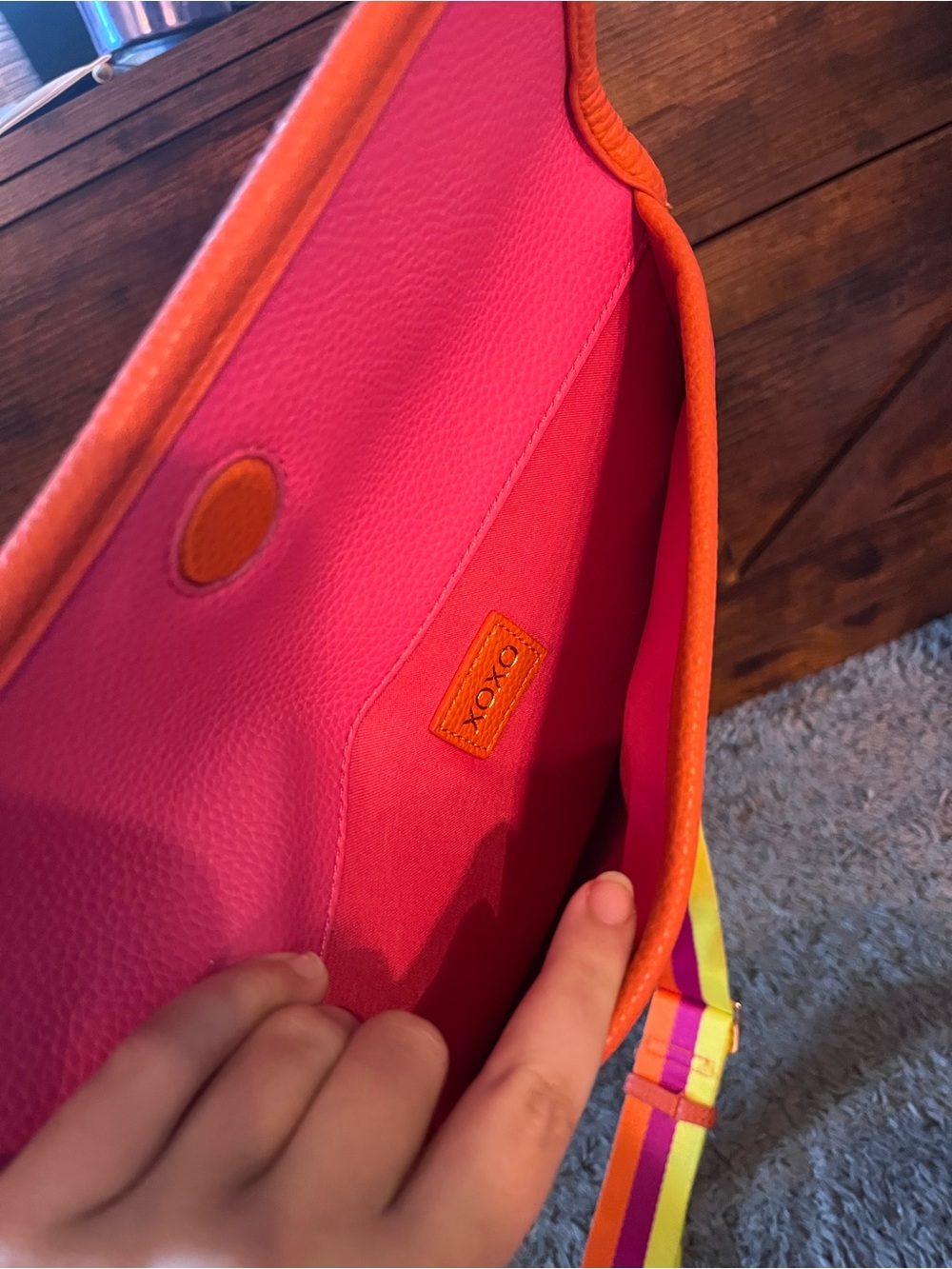 XOXO bengal Neon Pink bumbag with Orange Trim and Multicolor Strap - Picture 6 of 6